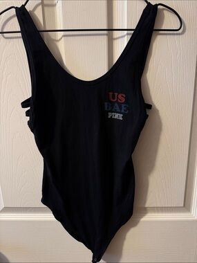PINK Victoria's Secret Black Kids One-Piece Bodysuit with 'US BAE' Print